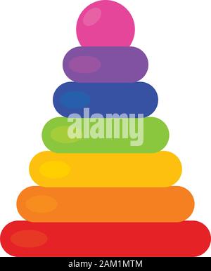 Isolierte Spielzeug Pyramide. Kinder Spielzeug - Vector Illustration Design Stock Vektor