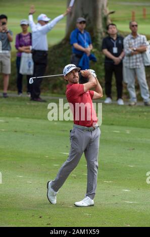 Hong Kong. 11 Jan, 2020. FANLING, Hongkong SAR: 10. Januar 2020. Hong Kong Open Golf Runde 3. Wade Ormsby von Australien hält die Leitung am Tag 3 des Turniers. Ormsby im 4. Fahrrinne. alamy Live news/Jayne Russell Stockfoto