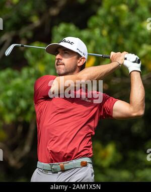 Hong Kong. 11 Jan, 2020. FANLING, Hongkong SAR: 10. Januar 2020. Hong Kong Open Golf Runde 3. Wade Ormsby von Australien hält die Leitung am Tag 3 des Turniers. Ormsby auf dem 5-Stück. alamy Live news/Jayne Russell Stockfoto