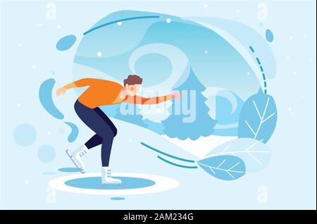 Man üben Eiskunstlauf mit landschaft von winter Vector Illustration Design Stock Vektor