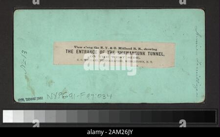 Der Eingang der Shawangunk Tunnel auf der Westseite mit Blick von D.J.Auchmoody, J. Loeffler, A.W. Tice und andere Fotografen und Verlage. Robert Dennis Sammlung von stereoskopische Ansichten. Blick in Ulster County: Berg, Stadt und Land, auch die Städte Ellenville, hohe Wasserfälle, Kingston, Pine Hill, Rosendale, Saugerties, Resorts mit Blick auf den Mt. Haus, Woodstock und Lake Minnewaska; die Delaware und Hudson Canal, Eingang der Shawangunk Tunnel auf der New York Oswego und Midland Railroad; eine Kuh auf Rondout Creek oder auf den Kanal.; der Eingang der Shawangunk Tu Stockfoto
