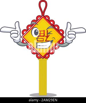 Mascot Cartoon-Design des chinesischen Knotens mit Wink Eye Stock Vektor