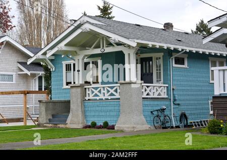 Kleines älteres Einfamilienhaus in Victoria, British Columbia, Kanada. Stockfoto