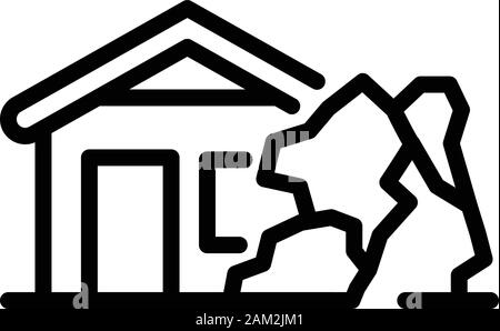 Symbol für das fallende Felshaus, Outline-Stil Stock Vektor