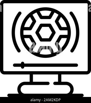 Online-Computer-Fußballsymbol, Outline-Stil Stock Vektor