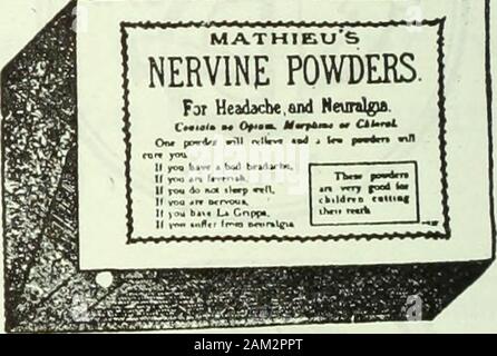 Kanadische Lebensmittelhändler Juli-september 1919. Alles in Lakritz für allIndustries mit Lakritz in jeder Form. j in Kanada durch nationale Süßholz Firma MONTREAL HATHIEUS NERVINE PULVERN. Weit Kopfschmerzen und Neuralga. MathieusNervine Pulver - die einfachste und am effectiveremedy für alle Formen der Kopfschmerzen isa zuverlässige Linie auf Lager. Es ist ademand für das Jahr herum. Empfehlen dieses wunderbare kleine troubledwith nerveremedy, jeden Kunden zu jeder Form der nervösen Mühe. Itgives schnelle und sichere Ergebnisse. J. L. Mathieu Co INHABER Sherbrooke, Quebec Juli 25, 1919 kanadische EINKAUFSMÖGLICHKEIT 57 Stockfoto