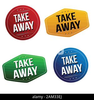 Nehmen Sie Aufkleber oder Beschriftung auf weißem Hintergrund, Vector Illustration Stock Vektor