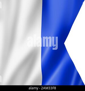 Alpha International Maritime Signal Flag. Nautische Buchstaben symbol Collection. 3D-Darstellung Stockfoto