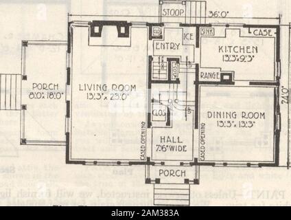 Gordon-Van Tine Wohnungen. Zweite Etage planen. Ersten Grundriss für Sanitär, Heizung, Beleuchtung für dieses Haus, siehe letzte Seiten aus dem Buch Prices-No Extras Seite 19 Garantiert Stockfoto