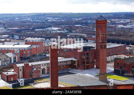 Blick über Leeds, Blick auf Tower Works Stockfoto