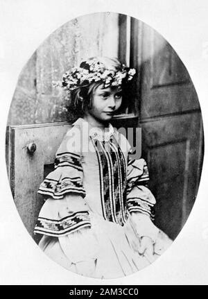 Alice LIDDELL (1852-1934) im Alter von sieben Jahren fotografiert von Lewis Carroll Stockfoto