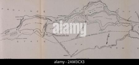 In der Frage der Anwendung der StLawrence River Power CompanyInterim Auftrag, Stellungnahmen und Anhörungen. Kunst der sagte Los Nr. 12 jetzt oder in letzter Zeit von A.Russell; von dort N. 64 Grad 45 Minuten E. entlang der südlichen Linie davon 11 Ketten und 95 Links zu einem Punkt in der Mitte der Autobahn führt von der N. Endedes Brücke an Massena Dorf im St. Lawrence River Road; thenceS. 13 grad E. in der Mitte des besagten Highway 3 Ketten und 37 linksto der N.E. Ecke der 22-Morgen-Los jetzt oder in letzter Zeit von L. Danforth; von dort S. 64 Grad 15 Minuten W. entlang der N. Linie davon 25 Ketten und 47 Stockfoto