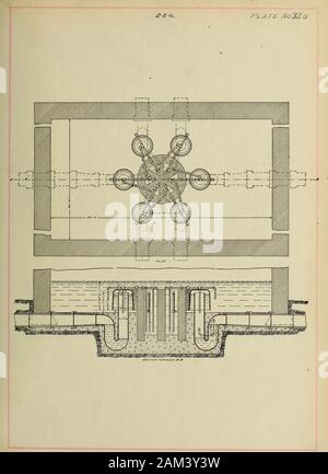 Automatische siphonic Apparate wie in Kanalisation und Abwasserreinigung Anlagen eingesetzt. Lassen Sie es sein supposedthat am letzten Anstieg im Tank siphon Nr. l betrieben hatte, Ablassen - ed das Wasser aus dem Tank und die eigene Falle aufgefüllt. Die drainingsiphoms die gleiche arbeiten wie bisher, mit einer Ausnahme. Die valveb in entleeren Siphon B ist geschlossen und kann nicht ablassen, contentsof gut Nr. 2 in siphom Nr. S. Ventil a^ entleeren Siphon Bis zu öffnen, so dass die Inhalte der Brunnen Nr. 2 ist in siphon Nr. SAll entleert die Traps werden jetzt voll mit Ausnahme der siphon Nr. S. Diese wird bei der nächsten Ris zu bedienen Stockfoto