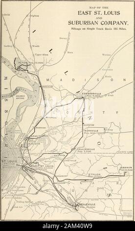 Die kommerziellen und finanziellen Chronik. dvvardsvllle, Colllnsvllle, Casey - vllle, OFallon, Libanon, Brooklyn. Venedig, Madison, Granite City andAlton und die einzige elektrische Leitung über die Eads Bridge - letztere unter einem 50-jährigen Exklusivvertrag von 1903 Autos über diese Brücke zu betreiben. Acontract hat mit der Stadt East St. Louis für kommunale Beleuchtung bis 1920 und mit der Stadt Alton für kommunale Beleuchtung bis zum Jahre 1913. Franchise InEast St. Louis, Edwardsvllle, Colllnsvllle, Caseyvllle, OFallon und Lebanonexpire von 1948 bis 1952 und in Belleville (5 m.) im Jahre 1920. Alton Eisenbahn fran-Franchise Stockfoto