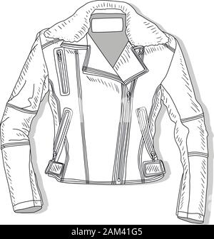 Pilot Jacke. Bomber. Vector Illustration der weiblichen Piloten Jacke auf Weiß. Stock Vektor