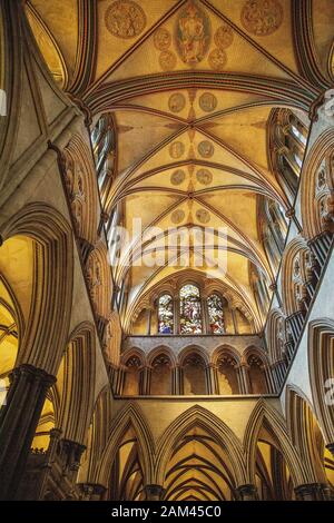 Dach detail, die Kathedrale von Salisbury. Stockfoto