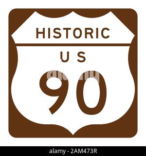 Historische us Route 90 Zeichen Stockfoto