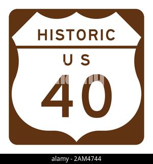 Historische us Route 40 Zeichen Stockfoto