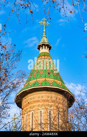 Der Turm der Kathedrale in Timisoara Stockfoto