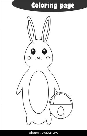 Bunny im Comic-stil, Färbung, Ostern Bildung Papier Spiel für die Entwicklung der Kinder, Kinder im Vorschulalter Aktivität, bedruckbar Arbeitsblatt Stock Vektor