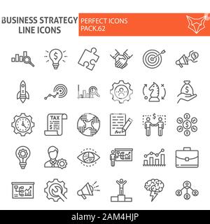 Business Strategie line Icon Set, Finanzen Symbole Sammlung, Vektor logo Skizzen, Illustrationen, Strategie Symbole, Zeichen lineare Piktogramme Stock Vektor