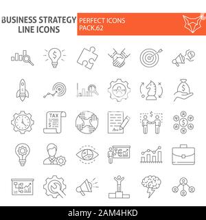 Geschäftsstrategie thin line Icon Set, Finanzen Symbole Sammlung, Vektor logo Skizzen, Illustrationen, Strategie Symbole, Zeichen linear Stock Vektor