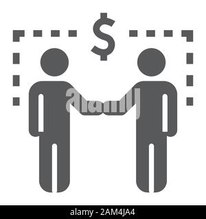 Geschäftsbeziehung glyph Icon, Business und Handshake, zwei Menschen die Hände schütteln anmelden, Vektorgrafiken, einem festen Muster auf weißem Hintergrund, eps Stock Vektor