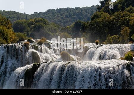 Krka Wasserfälle Krka NP, Dalmatien, Kroatien, Europa Stockfoto