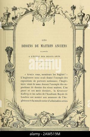 Gazette des beaux-arts. |. Xix.  i I- ÉBIODE. 64 506 GAZETTE des Beaux-arts.de Dessins anciens. Le Premier essai de la Grosvenor Gallery comptait àson Katalog 717 numéros; La seconde Ausstellung, 787 numéros; la RoyalAcademy en cataloguait 477, La Fine Fleur-des-Sammlungen britanniques adéfilé Là, et depuis la Reine et le Duc de Devonshire, et le Duc de Buc-cleuch, et le Comte de Warwick, et le Comte de Leicester, et le marquisde Hariington, et la Natioiu/l Galerie, et lUniversité dOxford, etMM. J. Malcolm, W. Mitcbell, Robinson, W. Russell, Seymour Haden, jusquaux plus simples collectionne Stockfoto