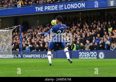 London, Großbritannien. 11 Jan, 2020. Reece James des FC Chelsea in der Premier League Spiel zwischen Chelsea und Burnley an der Stamford Bridge, London am Samstag, den 11. Januar 2020. (Credit: Ivan Jordanov | MI Nachrichten) das Fotografieren dürfen nur für Zeitung und/oder Zeitschrift redaktionelle Zwecke verwendet werden, eine Lizenz für die gewerbliche Nutzung Kreditkarte erforderlich: MI Nachrichten & Sport/Alamy leben Nachrichten Stockfoto