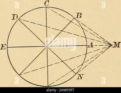 Die Selbst- und gegenseitigen Induktivität der linearen Leitern. Abb. 25. Wo r^ist das g. m. d. Von einem einzigen Leiter (=0.7788/9, wobei p itsradius) und r^g ist der Abstand zwischen den Zentren des Dirigenten iand 2, usw. Wenn ein ist der Radius des Kreises, auf dem die conductorsare verteilt C.E. Guye, Comptes Rendus, 118, S. 1329; 1894. j^Aso.] hiductance Linearer Leitern. 335 log7?={R^na^^ oder R = (r^na-y^^^). Der Beweis dafür, wie durch Guye, hängt von der followingtheorem: Wenn der Umfang eines Kreises ist in n gleiche Teile geteilt durch die Punkte A, B, C. . Und M. Stockfoto