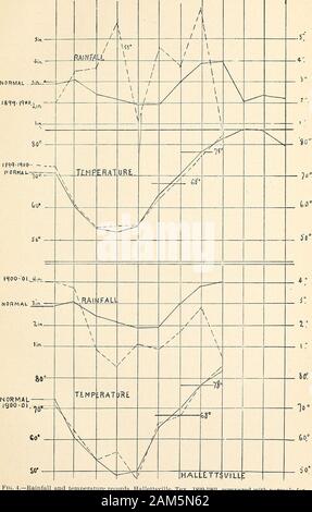 Papiere auf der Baumwolle boll Rüsselkäfer und der Verwandten und der damit verbundenen Insekten. s in der Temperatur, während in 1902-3 Es war ein abnor-Mally große Regenfälle und eine fast normale Temperatur. 1901 und 1901 Der rüsselkäfer in ungewöhnlich großer Zahl überlebten, während im Jahr 1903 die Zahl der Ruhephase erfolgreich war deutlich weniger als noch-mals. Die gleiche allgemeine Schlussfolgerungen werden angezeigt, wenn der Niederschlag andtemperature für Hochschule und Cheyenne in Tabelle IIIare gegeben verglichen mit dem Anteil der Rüsselkäfer Überleben an der Hochschule und in den Brazos unten Wellborn. Die regenmenge und temperaturerecords sind sh Stockfoto