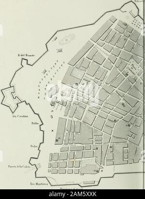 Cádiz ein la Guerra de la Independencia, cuadro Historico. El Teatro estarÃ¡Iluminado. âA Las Siete. CÃDIZ: EN LA IMPRENTA TORMENTARIA: 1812. EXPLICACIÃN DEL PLANO DE LA CIUDAD. 1 Aduana. 16 2 Ayuntainientu. 17 3 Convento de S. Juan de Dios. 18 4 Convenio de Sto. Domingo. 19 5 Convento de la Merced. 20 6 Casa de D.J.Nicasio Gallego. 2 i 7 Sta. Iglesia Catedral. 22 8 Catedral Nueva que se construÃ - ein. 23 9 Convento de Los Descalzos. 10 Casa del Sr. Duque de Rivas. 24 11 Ho. Spital de Mugeres. 25 12 Capuchinos. 26 13 Hospicio. 27 14 Plaza de las Barquillas de Lope. 28 15 Cuartel de Freiwilligen Stockfoto