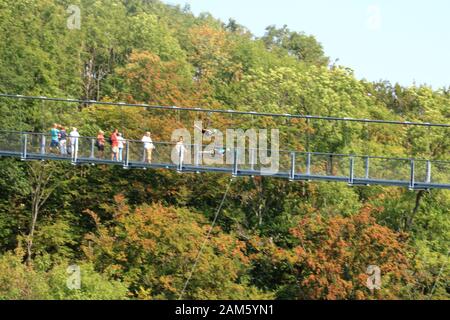 07. August 2018 - Stolberg, Deutschland: Rappbode-Staudamm und Staubecken in Deutschland Stockfoto