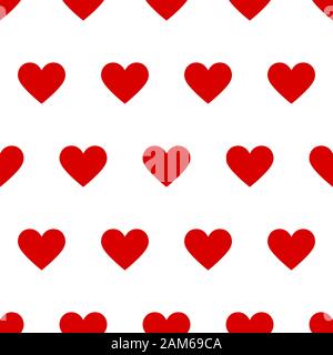 Rote Herzen auf weißem Hintergrund nahtloses Muster Stock Vektor