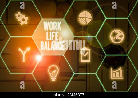 Text Zeichen zeigen, Work Life Balance. Business foto Präsentation Abteilung der Zeit zwischen Beruf oder Familie und Freizeit Stockfoto