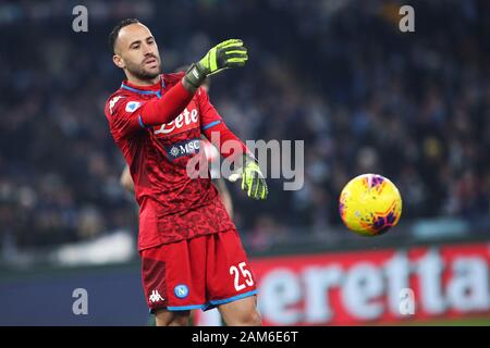 Rom, Italien. 11. Jan 2020. Napoli Torwart David Ospina reagiert während der Italienischen Meisterschaft in der Serie A Fußballspiel zwischen SS Lazio und SSC Napoli am 11. Januar 2020 im Stadio Olimpico in Rom, Italien - Foto Federico Proietti/ESPA-Imaes Credit: Cal Sport Media/Alamy leben Nachrichten Stockfoto