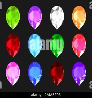 Bunte Edelsteine. Schmuck Kristalle Sammlung. Stock Vektor