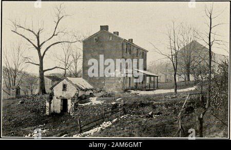 Valley Forge, eine Chronik des Amerikanischen Heldentum. Sitz von Lord Cornwallis in der Nähe von Valley Forge, im September 1777 während der britischen Armee war in der Besetzung der in diesem Abschnitt, bevor der Philadelphia.. Hauptsitz von Brig. Gen. James M. VarnumThis Eigentum ist jetzt von Herrn Buck Taylor, bekannt als eine typische Cowboy besaß, eine revolutionäre Krankenhaus war. Die Scheune (i7 bei 22 d Street und Pennsylvania Ave, die dragoner hatten drei Fuß regimentsbetween Rebe und Rennen Straßen West 8th Street. Allgemeine Howe wurde zuerst geviertelt in der Residenz des Allgemeinen Cadwallader, zweite Straße, unter Fichte, und lat. Stockfoto