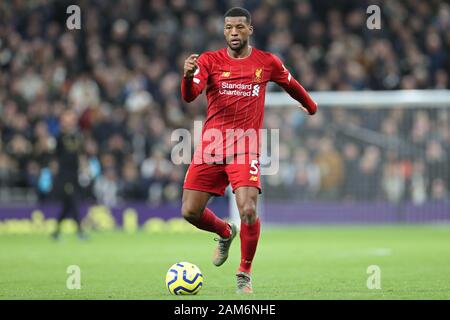 London, Großbritannien. 11 Jan, 2020. Liverpool midfielder Georginio Wijnaldum während der Premier League Match zwischen den Tottenham Hotspur und Liverpool an der Tottenham Hotspur Stadion, London am Samstag, den 11. Januar 2020. (Credit: Jon Bromley | MI Nachrichten) das Fotografieren dürfen nur für Zeitung und/oder Zeitschrift redaktionelle Zwecke verwendet werden, eine Lizenz für die gewerbliche Nutzung Kreditkarte erforderlich: MI Nachrichten & Sport/Alamy leben Nachrichten Stockfoto