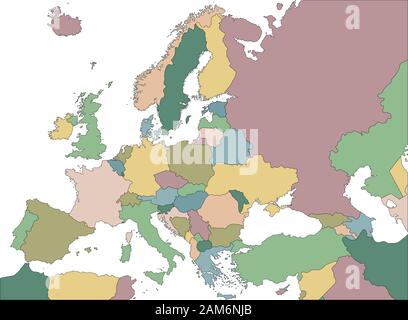 Politische Karte von Europa und die umliegende Region Stock Vektor