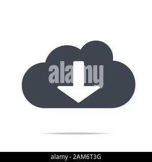 Cloud-Download-Symbol. Download-Symbol, digitale Cloud, Musik, Video-Upload, Medienanwendung, Telefon, Computer Stock Vektor