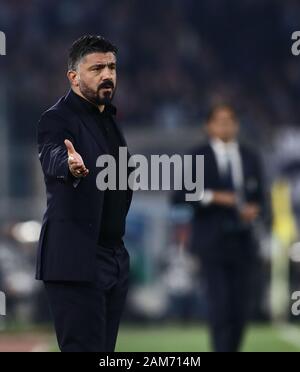 Stadio Olympico, Rom, Italien. 11 Jan, 2020. Serie A Fussball, Latium versus Napoli; Gennaro Gattuso Trainer von Neapel - Redaktionelle Verwendung Credit: Aktion plus Sport/Alamy leben Nachrichten Stockfoto