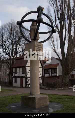 Statue zum Gedenken an Jan Heweliusz, Danzig, Polen Stockfoto