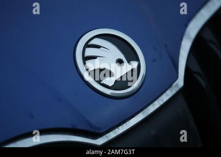 St. Petersburg, Russland. 11 Jan, 2020. Logo von Skoda auf ein Fahrzeug bei einem Händler gesehen. Credit: Sergei Mikhaylichenko/SOPA Images/ZUMA Draht/Alamy leben Nachrichten Stockfoto
