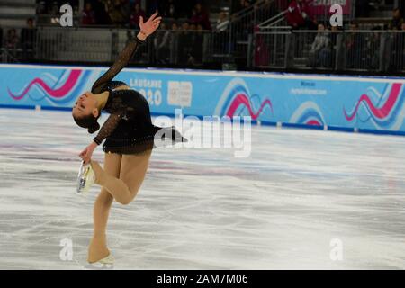 Lausanne, Schweiz. 11 Jan, 2020. Ivelina Baycheva Bulgariens Skates, die Frauen Einzellauf kurzes Programm im Winter Youth Olympic Games 2020 in Lausanne in der Schweiz. Quelle: Christopher Abgabe/ZUMA Draht/Alamy leben Nachrichten Stockfoto