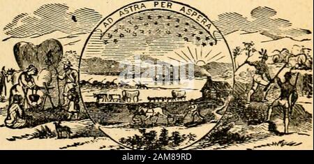 Das nationale Handbuch des amerikanischen Fortschritts: Ein fertiges Referenzhandbuch mit Fakten und Zahlen, von der Entdeckung Amerikas bis zur Gegenwart. KANSAS GAB AM 6. DEZEMBER 1859 IN DIE USA ZU. Fläche, 81.318 km2. Hauptstadt Topeka. Pop. 1870, 364.399. So genannt nach einem indianischen Namen, der das Smoky-Wasser bezeichnet. Gebildet aus In-dian-gebiet und früher in der Louisiana Pur-chase umarmt. WEST VIRGINIA Stockfoto