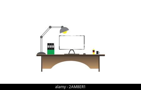 Die Business Office Desk Line Art Vector Illustration Stockfoto