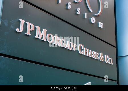 Dez 17, 2019 San Francisco/CA/USA - JP Morgan Chase & Co. Büros im SOMA District; JPMorgan Chase & Co. Ist ein amerikanisches multinationales Investment B. Stockfoto