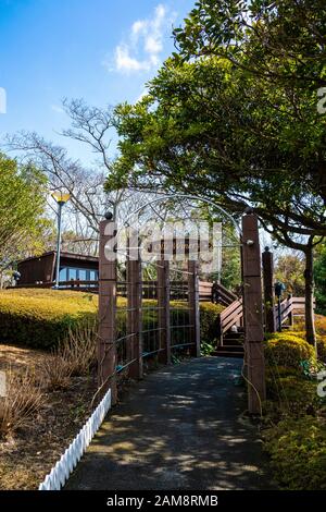 Jeju, Korea, 6. März 2019. Der Weg führt zur Weinkellerei Olle im Lotte Hotel Jeju. Stockfoto